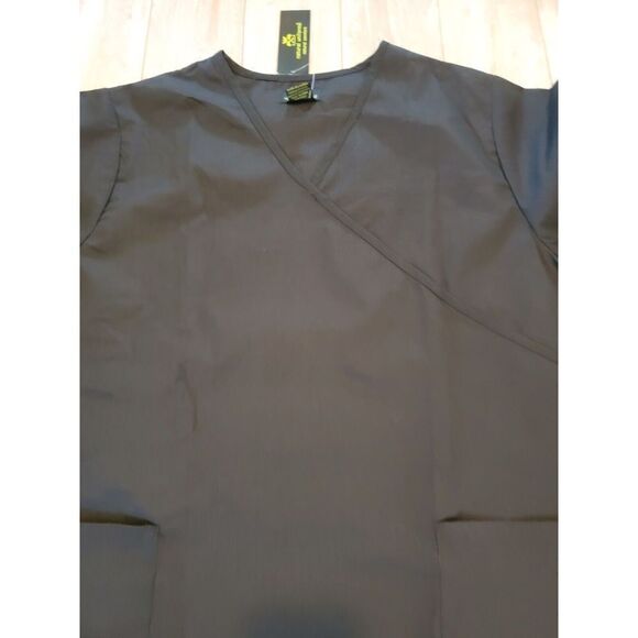 Natural Uniforms XL Natural Comfort Unisex Sz Large Black Pockets Tie V-Neck NWT - Picture 2 of 5